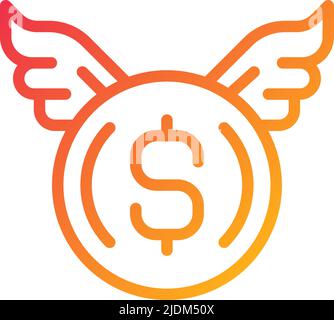 Donating money pixel perfect gradient linear vector icon Stock Vector