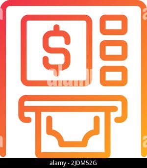ATM pixel perfect gradient linear vector icon Stock Vector