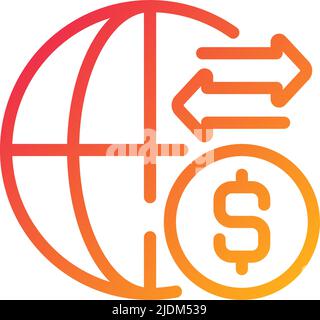International money transfer pixel perfect gradient linear vector icon Stock Vector
