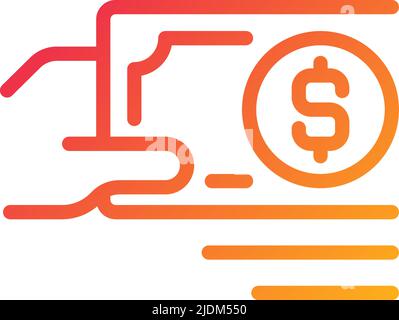 Payment in cash pixel perfect gradient linear vector icon Stock Vector