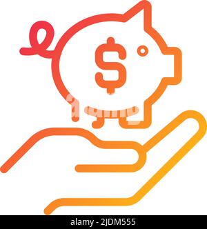 Saving money pixel perfect gradient linear vector icon Stock Vector