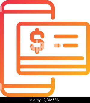 Digital money pixel perfect gradient linear vector icon Stock Vector