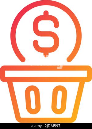 Wasting money pixel perfect gradient linear vector icon Stock Vector