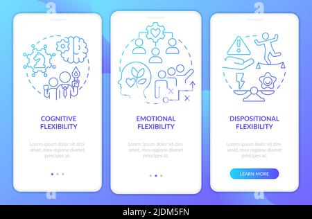 Leader flexible types blue gradient onboarding mobile app screen Stock Vector