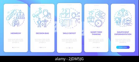 Adaptability enemies in HR blue gradient onboarding mobile app screen Stock Vector
