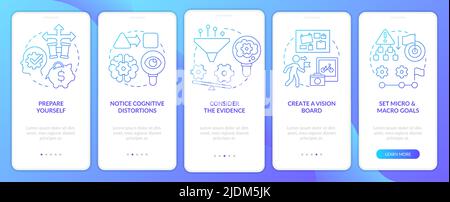 Adaptability tips blue gradient onboarding mobile app screen Stock Vector