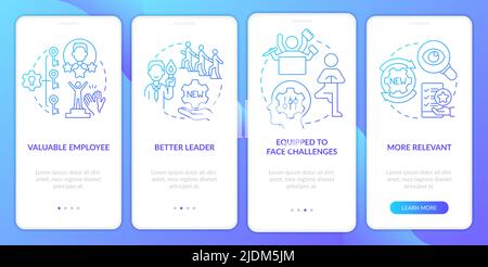 Benefits of workplace adaptability blue onboarding mobile app screen ...