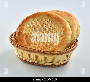 Lahori Kulcha is a round shape with unique style tandoori naan, very delicious, soft and healthy bread. Stock Photo