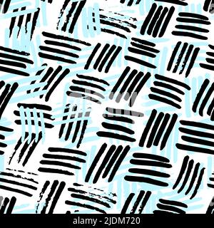 Handwritten doodles seamless pattern. Lines and shapes. Stock Vector