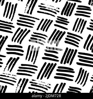Handwritten doodles seamless pattern. Lines and shapes. Stock Vector