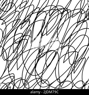 Tangled line seamless pattern. Handwritten doodles. Lines and shapes. Stock Vector