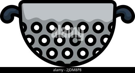 Kitchen Colander Icon. Editable Bold Outline With Color Fill Design. Vector Illustration. Stock Vector