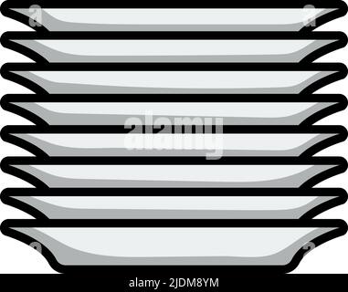 Plate Stack Icon. Editable Bold Outline With Color Fill Design. Vector Illustration. Stock Vector