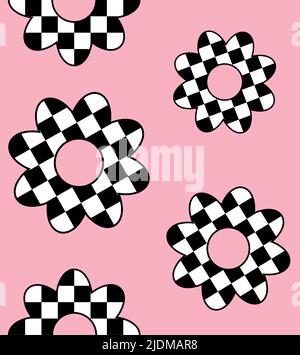 Vector flat flower with pink chess board texture Stock Vector Image & Art -  Alamy