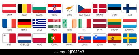 National flags of EU members Stock Vector