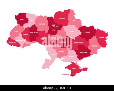 Ukraine - administrative map of oblasts Stock Vector