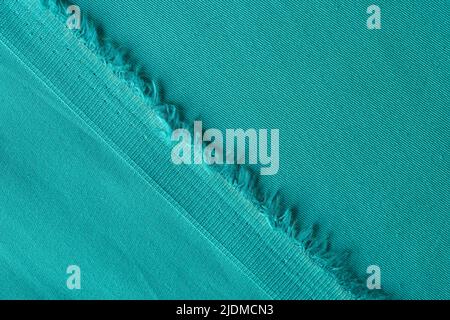 Turquoise fabric and textured of threads of bright cloth Stock Photo