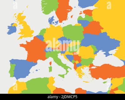 Political map of Europe continent in CMYK colors isolated on white ...