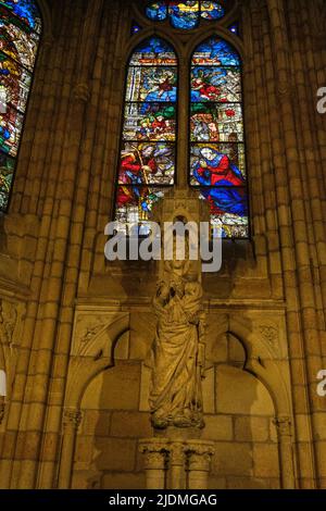 Spain, Leon, Castilla y Leon. Stained Glass Windows in the Cathedral of Santa Maria. Gothic, 13th Century. Stock Photo
