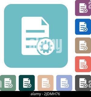 Document settings solid white flat icons on color rounded square backgrounds Stock Vector