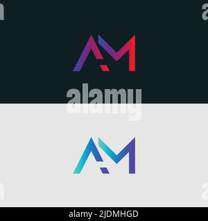Alphabet letter icon logo AM Stock Vector