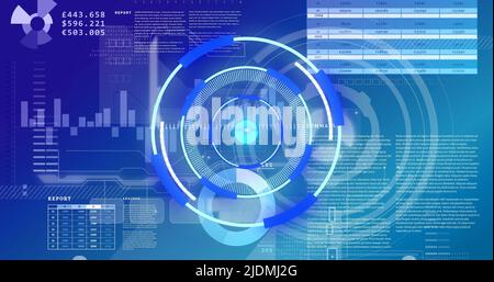 Image of processing circle moving over scientific graph and data Stock Photo