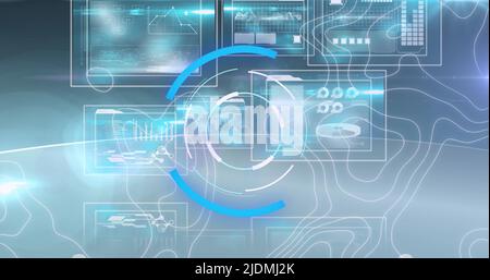 Image of processing circle and light on scientific graph and data Stock Photo