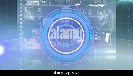 Image of radar moving over scientific graph and data Stock Photo