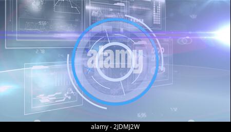 Image of processing circle moving over scientific graph and data Stock Photo