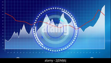 Image of processing circle on scientific graph Stock Photo