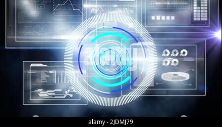 Image of processing circle on scientific graph and data Stock Photo