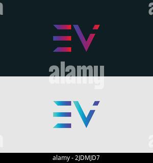 Alphabet letter icon logo EV Stock Vector