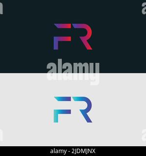 Initial Alphabet letter Logo icon FR, colorful vibrant gradient color trendy logos Stock Vector