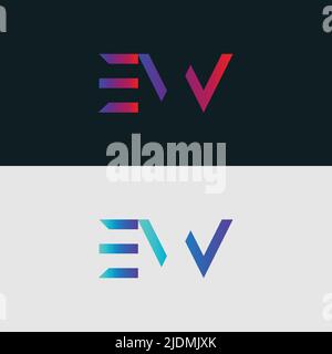 Initial Alphabet letter Logo icon EW, colorful vibrant gradient color trendy logos Stock Vector