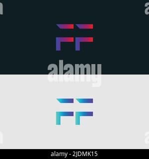 Initial Alphabet letter Logo icon FF, colorful vibrant gradient color trendy logos Stock Vector