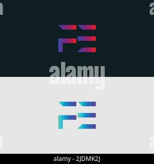 Initial Alphabet letter Logo icon FE, colorful vibrant gradient color trendy logos Stock Vector