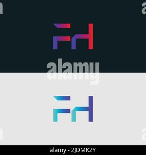 Initial Alphabet letter Logo icon FH, colorful vibrant gradient color trendy logos Stock Vector