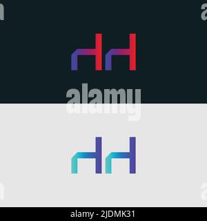 Initial Alphabet letter Logo icon HH, colorful vibrant gradient color trendy logos Stock Vector