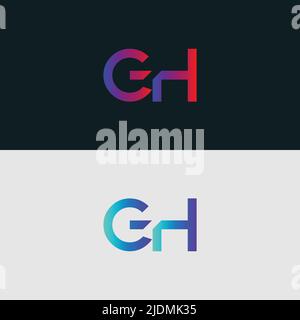 Initial Alphabet letter Logo icon GH, colorful vibrant gradient color trendy logos Stock Vector