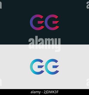 Initial Alphabet letter Logo icon GG, colorful vibrant gradient color trendy logos Stock Vector