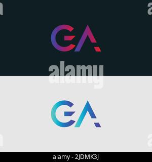 Initial Alphabet letter Logo icon GA, colorful vibrant gradient color trendy logos Stock Vector