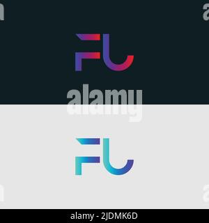 Initial Alphabet letter Logo icon FU, colorful vibrant gradient color trendy logos Stock Vector
