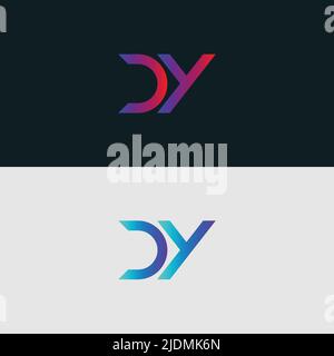 Initial Alphabet letter Logo icon DY, colorful vibrant gradient color trendy logos Stock Vector