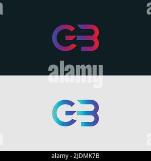 Initial Alphabet letter Logo icon GB, colorful vibrant gradient color trendy logos Stock Vector