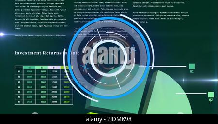 Image of processing circle on scientific graph and data Stock Photo