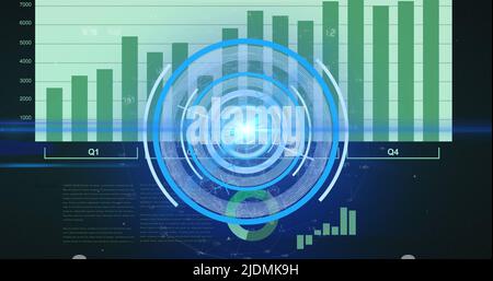 Image of processing circle on scientific graph and data Stock Photo