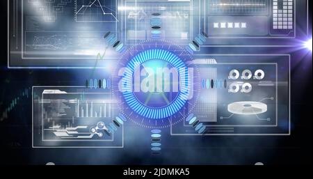 Image of processing circle on scientific graph and data Stock Photo