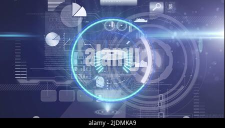 Image of processing circle on scientific graph and data Stock Photo