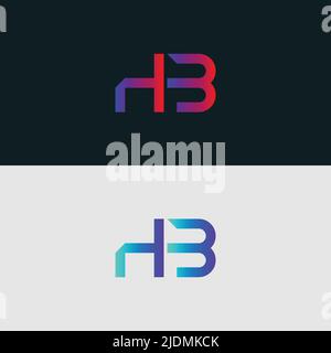 Initial Alphabet letter Logo icon HB, colorful vibrant gradient color trendy logos Stock Vector