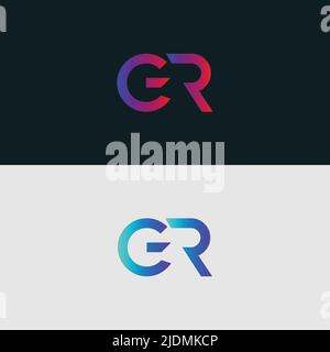 Initial Alphabet letter Logo icon GR, colorful vibrant gradient color trendy logos Stock Vector